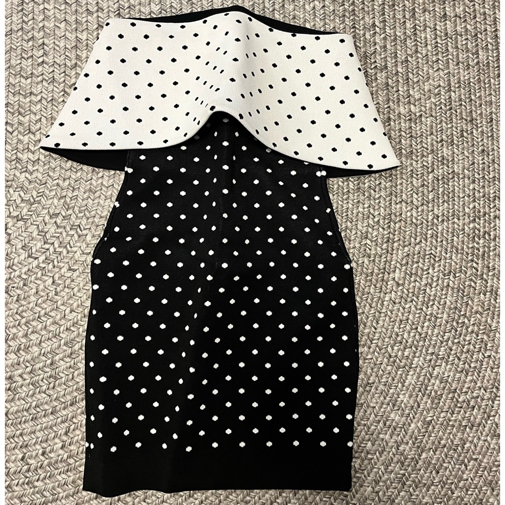 Balmain Tube Polka Dot Mini Dress